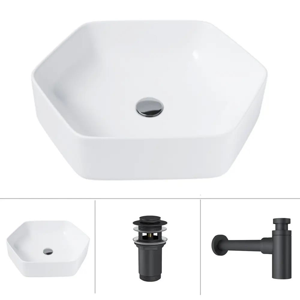 Фото Раковина Helmken 2950t57v12 Helmken36653000_01 53.5см цвет белый, черный матовый