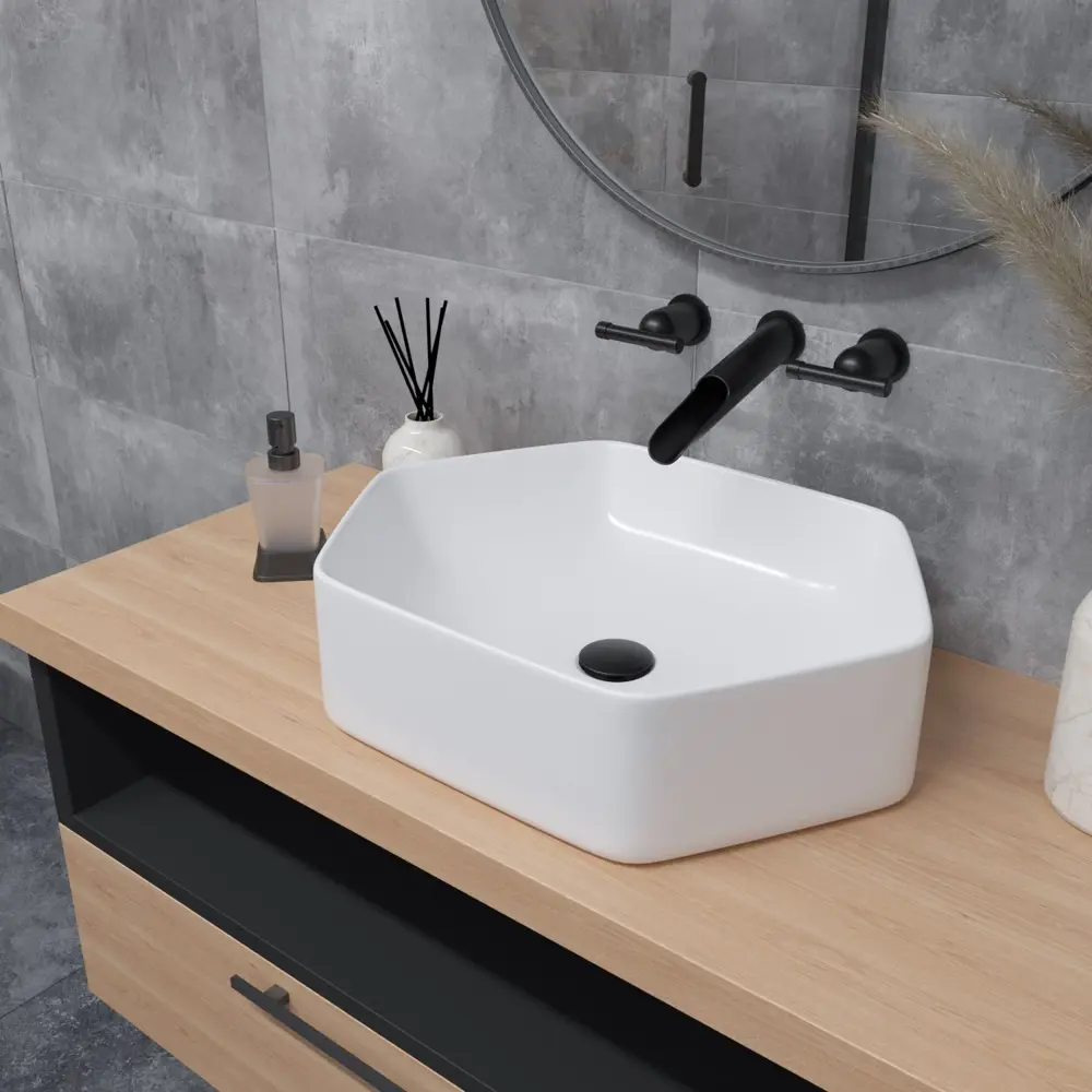 Фото 5 Раковина Helmken 2950t57v12 Helmken36653000_01 53.5см цвет белый, черный матовый