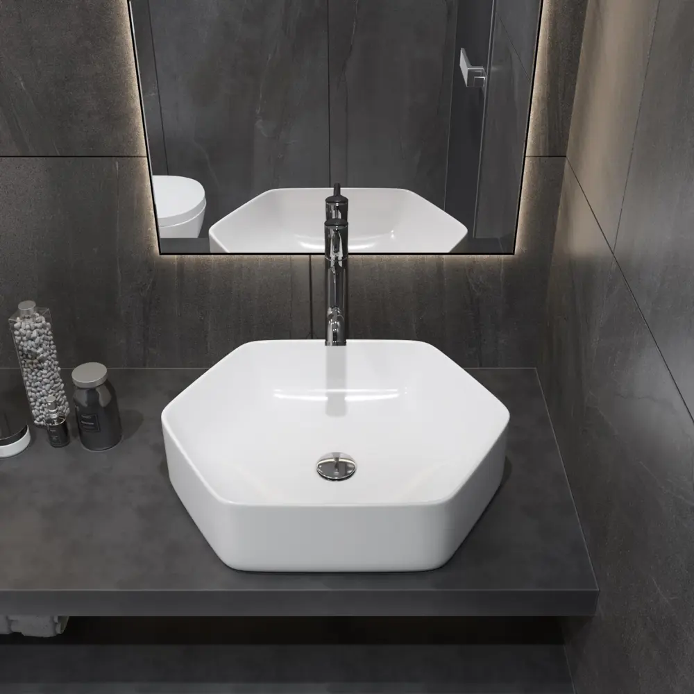 Фото 8 Раковина Helmken 2950t57v12 Helmken36653000_01 53.5см цвет белый, черный матовый