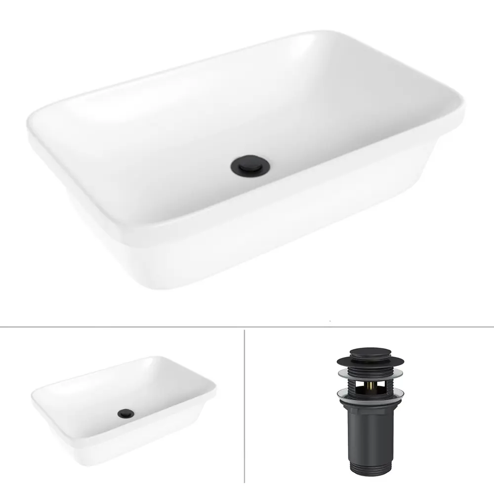 Фото Раковина Helmken 4139fd7917 Helmken37060000_01 60см цвет белый, черный матовый