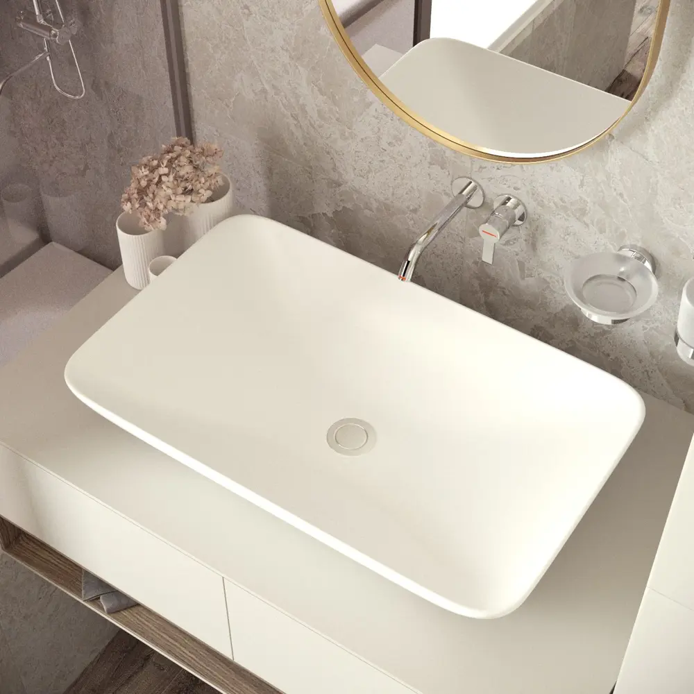 Фото 10 Раковина Helmken p47g985436 Helmken54059000_01 59см цвет белый, черный матовый