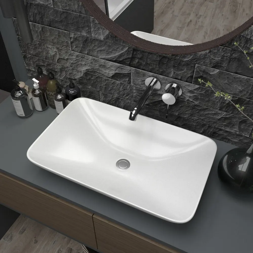 Фото 7 Раковина Helmken p47g985436 Helmken54059000_01 59см цвет белый, черный матовый