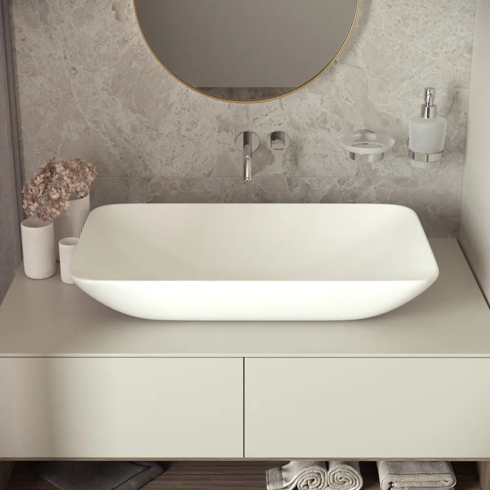 Фото 11 Раковина Helmken p47g985436 Helmken54059000_01 59см цвет белый, черный матовый