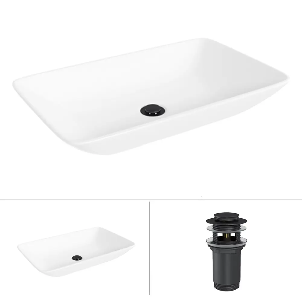 Фото Раковина Helmken p47g985436 Helmken54059000_01 59см цвет белый, черный матовый