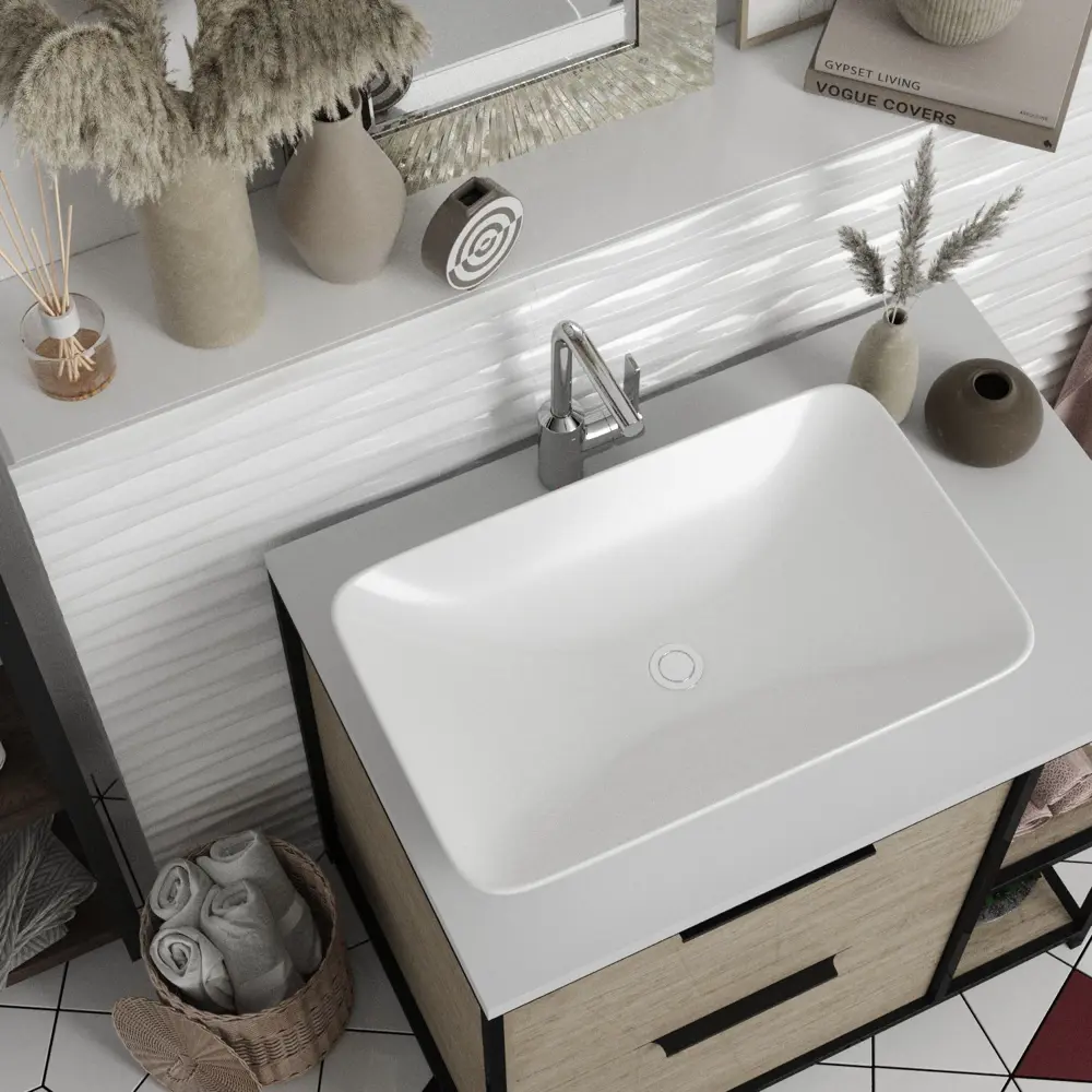 Фото 5 Раковина Helmken p47g985436 Helmken54059000_01 59см цвет белый, черный матовый