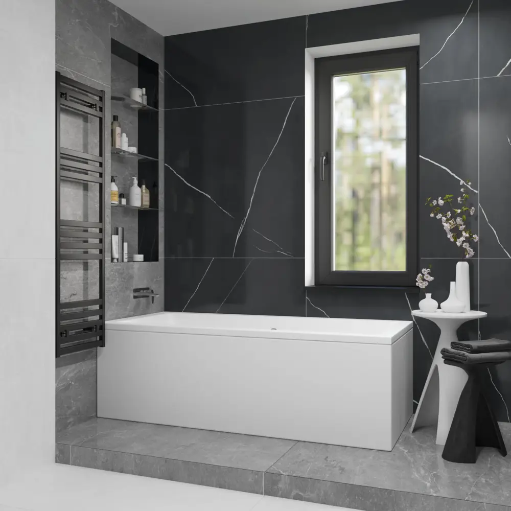 Фото 20 Ванна акриловая Helmken Alvaro M65703805N 155x70 комплект 3 в 1: прямоугольная ванна, каркас, подголовник цвет черный