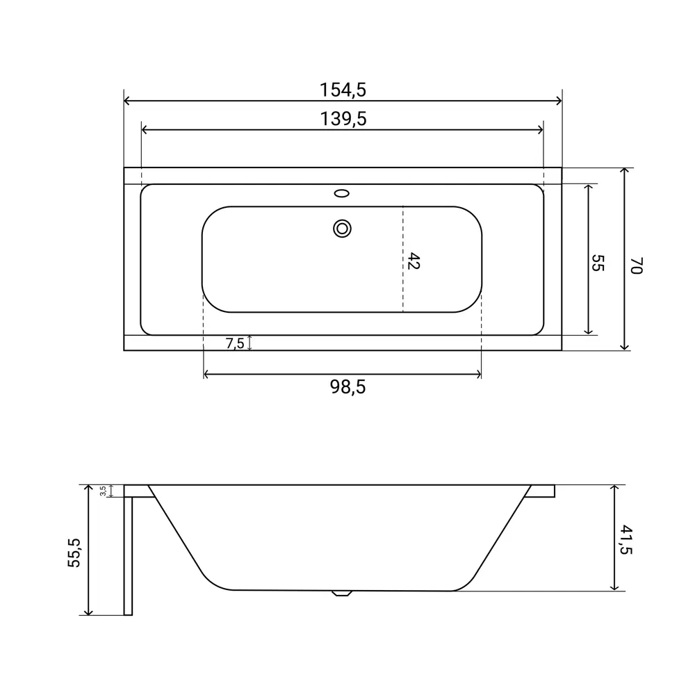 Фото 28 Ванна акриловая Helmken Alvaro B258E80219 155x70 комплект 3 в 1: прямоугольная ванна, ножки, подголовник цвет черный