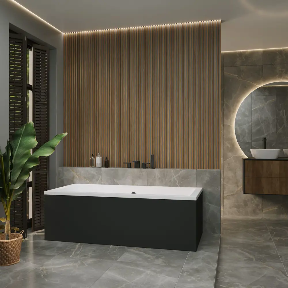 Фото 9 Ванна акриловая Helmken Alvaro 951193XD58 165x75 комплект 3 в 1: прямоугольная ванна, ножки, подголовник цвет черный