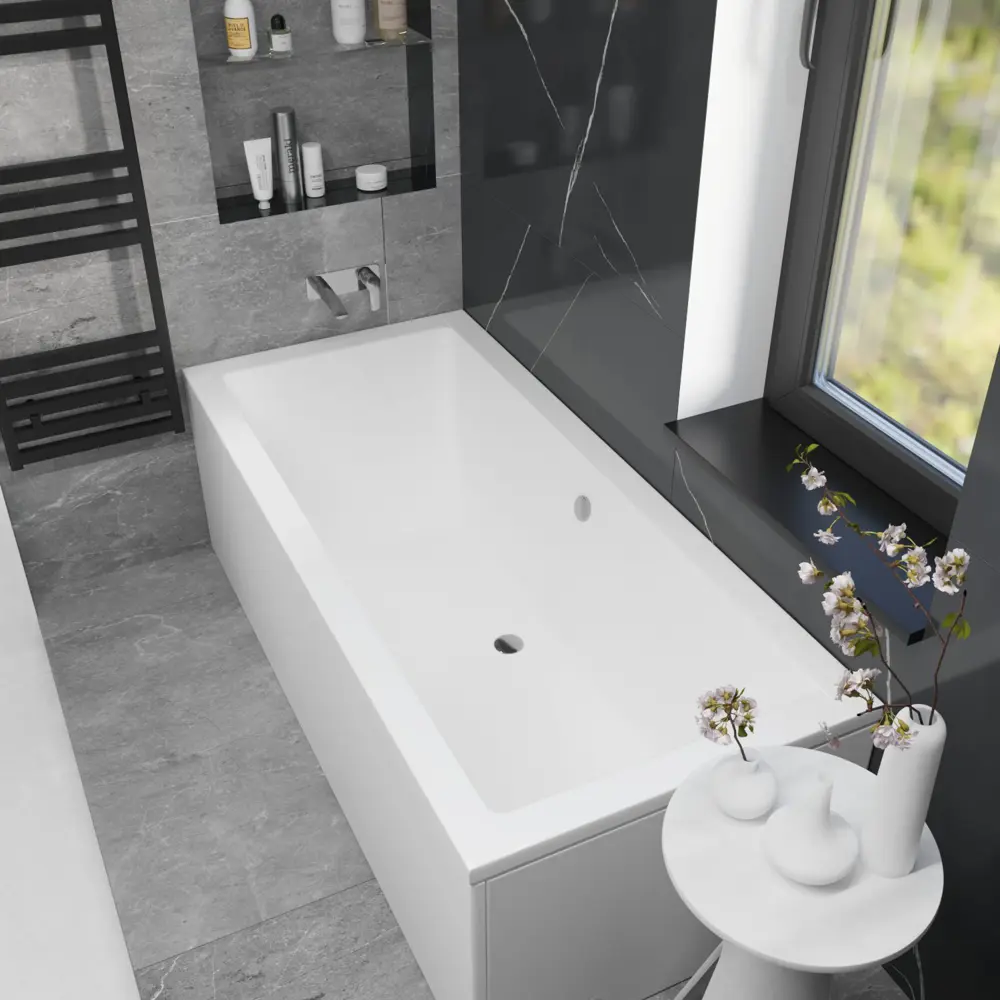 Фото 23 Ванна акриловая Helmken Alvaro 860K919A82 165x75 комплект 3 в 1: прямоугольная ванна, каркас, подголовник цвет черный