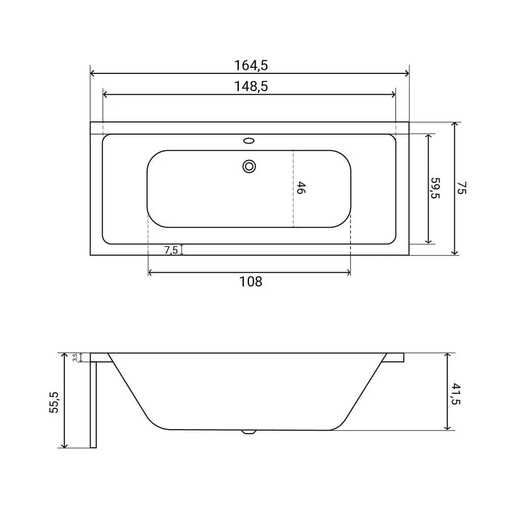 Фото 23 Ванна акриловая Helmken Alvaro 48F0315R10 165x75 комплект 5 в 1 цвет белый/черный