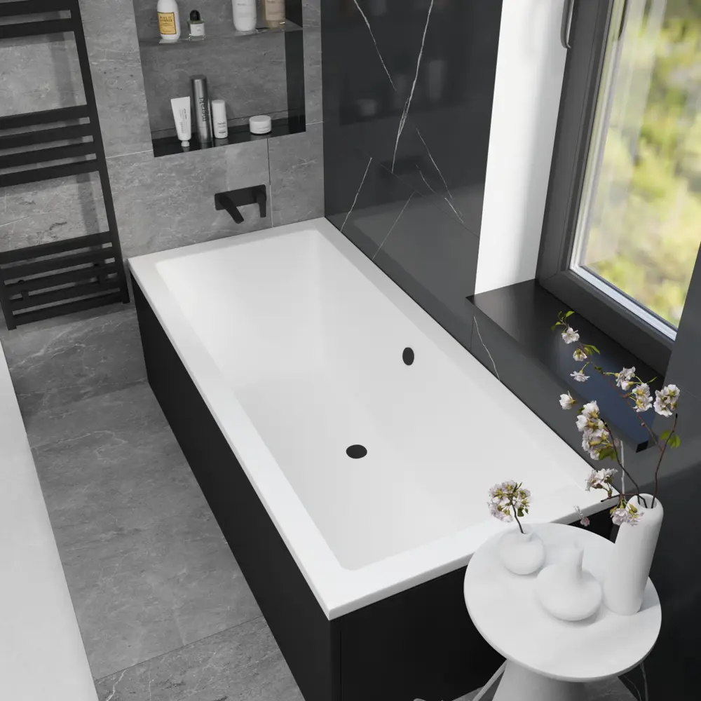 Фото 14 Ванна акриловая Helmken Alvaro 8BT0593821 165x75 комплект 4 в 1 цвет белый/черный