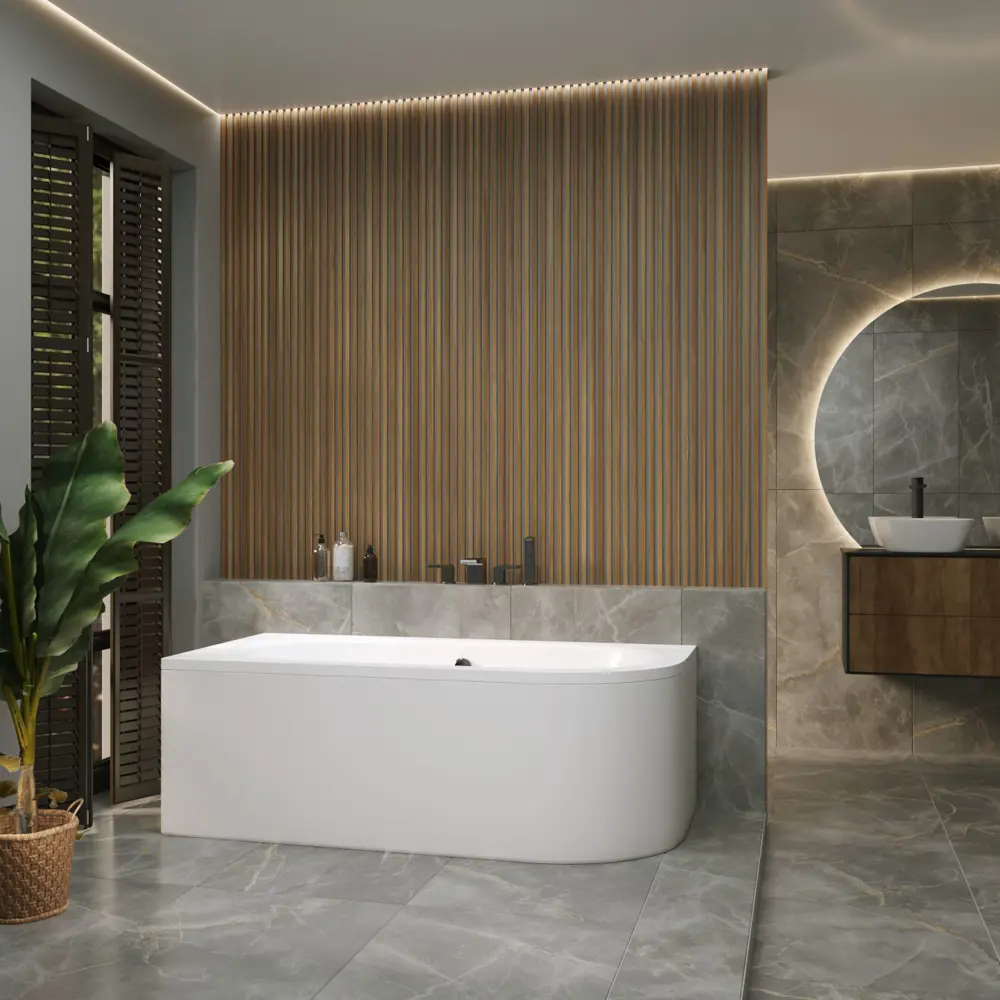 Фото 13 Ванна акриловая Helmken Marbella Lux 980381FX23 170x75 комплект 3 в 1: левосторонняя ванна, каркас, лицевой экран цвет белый Фото 13 Ванна акриловая Helmken Marbella Lux 980381FX23 170x75 комплект 3 в 1: левосторонняя ванна, каркас, лицевой экран цвет белый