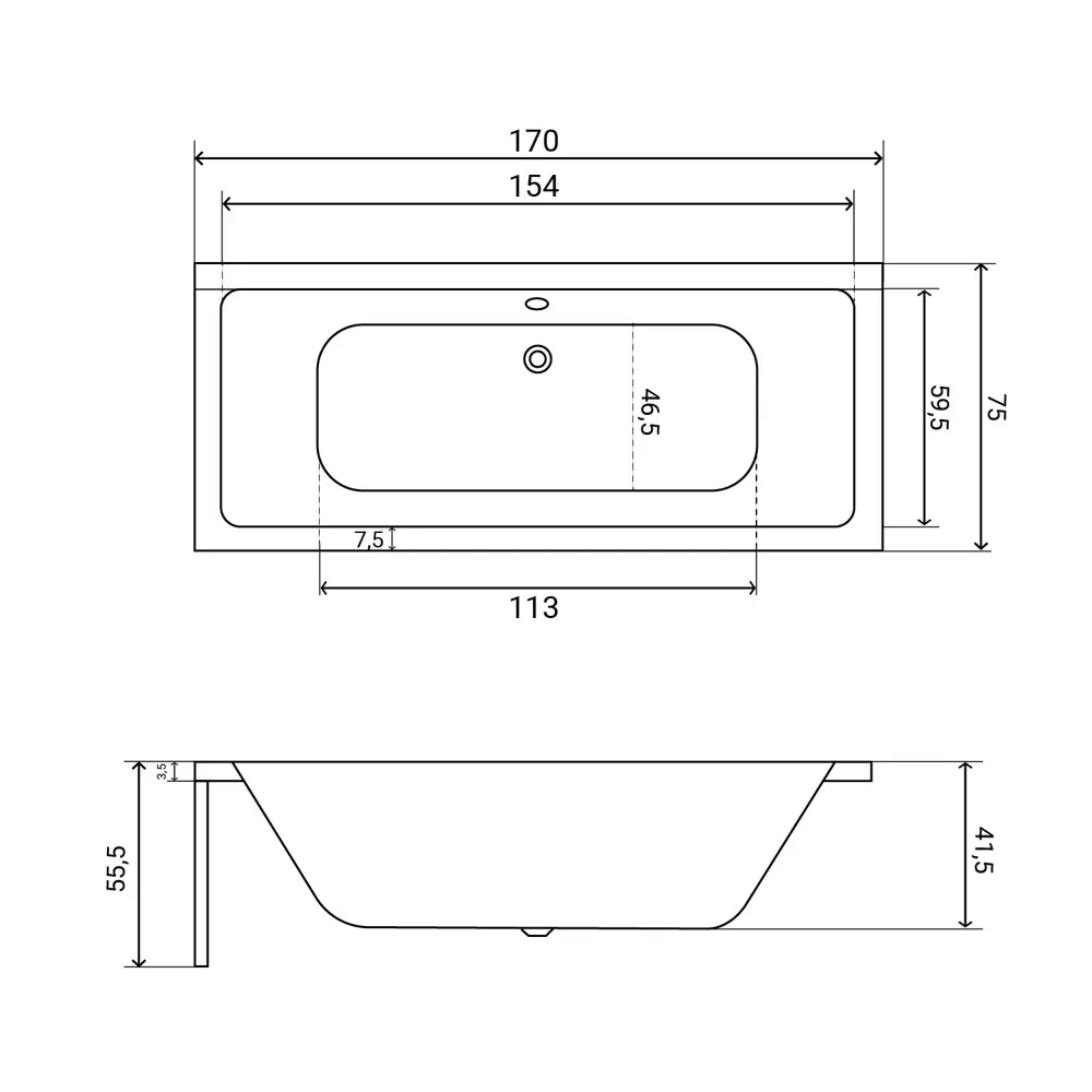 Фото 20 Ванна акриловая Helmken Alvaro X978354E17 170x75 комплект 4 в 1 цвет белый/черный