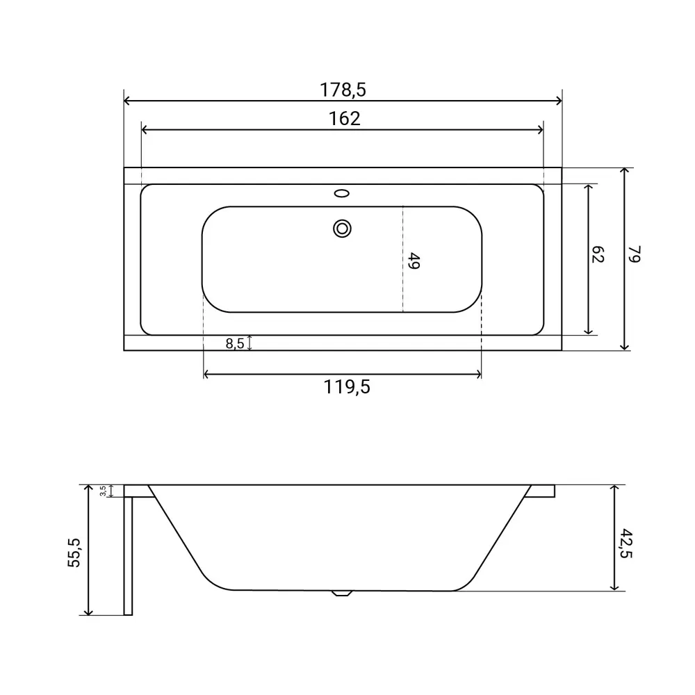 Фото 28 Ванна акриловая Helmken Alvaro X79K492305 180x80 комплект 2 в 1: прямоугольная ванна, подголовник цвет черный