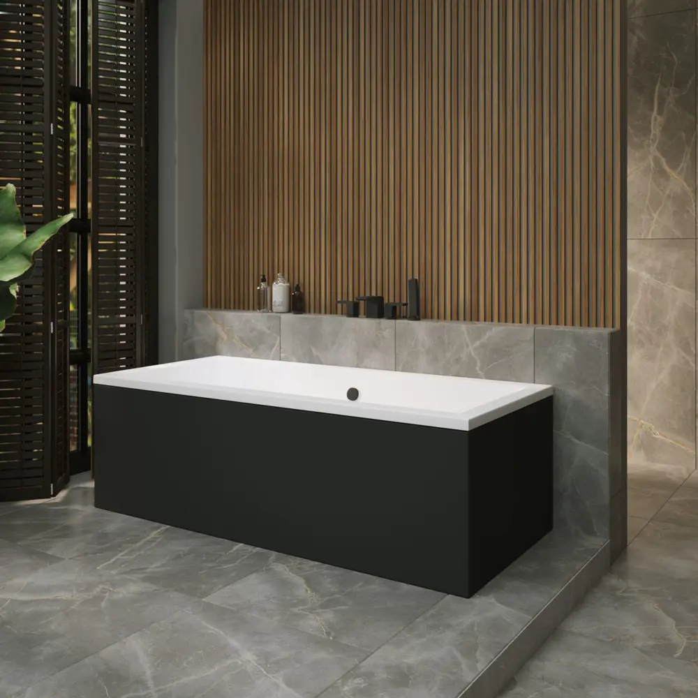 Фото 10 Ванна акриловая Helmken Alvaro X79K492305 180x80 комплект 2 в 1: прямоугольная ванна, подголовник цвет черный