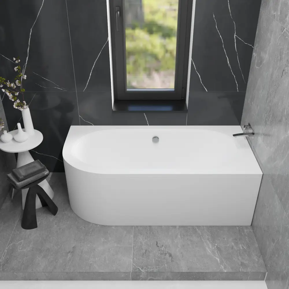 Фото 9 Ванна акриловая Helmken Marbella Lux A4903620P1 170x75 комплект 4 в 1, правая цвет белый/черный