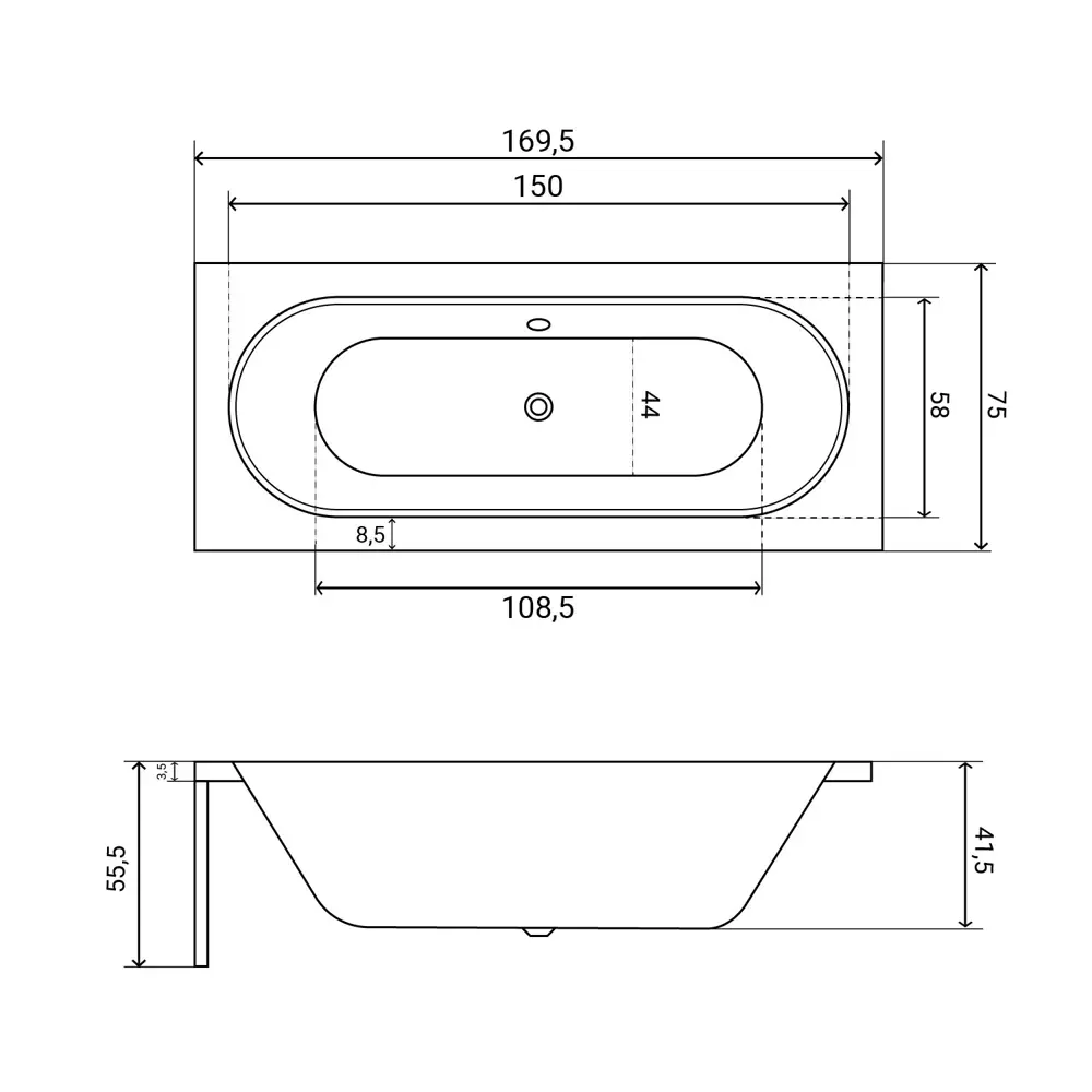 Фото 20 Ванна акриловая Helmken Vienna X67326N446 170x75 комплект 4 в 1 цвет белый/черный