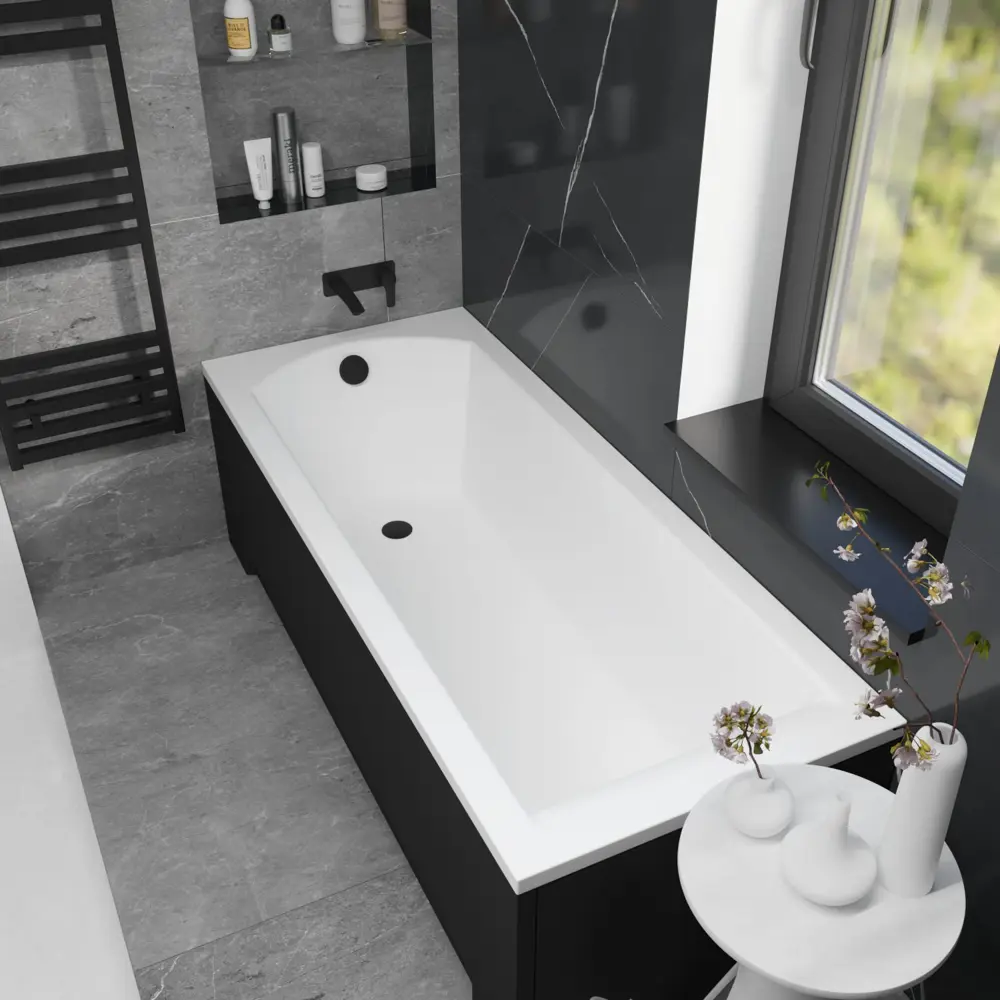 Фото 14 Ванна акриловая Helmken Vespera 69NG562758 180x80 комплект 4 в 1 цвет белый/серый/черный