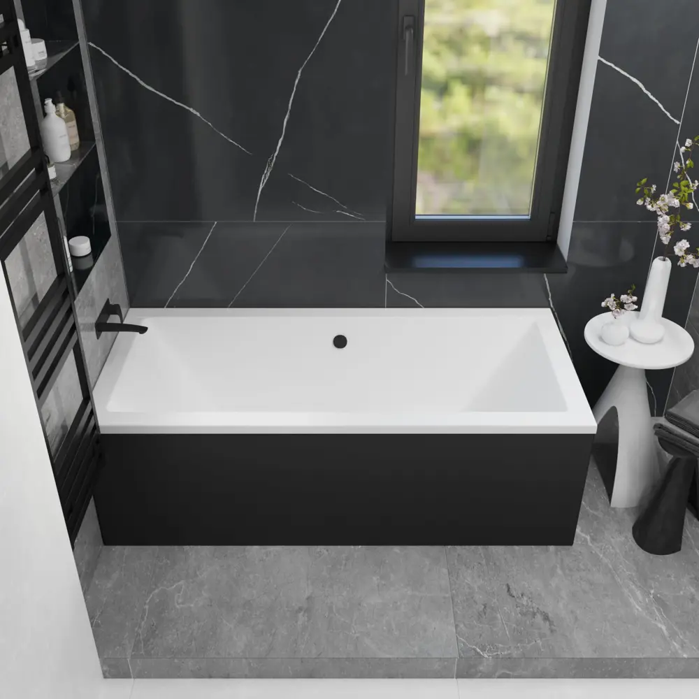 Фото 12 Ванна акриловая Helmken Alvaro 6904149Y2K 180x80 комплект 4 в 1 цвет белый/черный