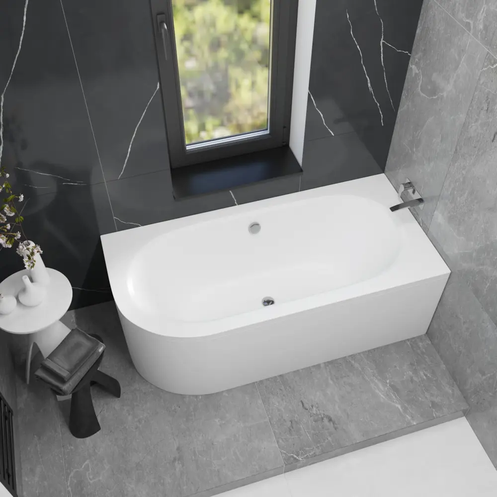 Фото 9 Ванна акриловая Helmken Marbella Lux 618R81X410 180x80 комплект 2 в 1, правая цвет белый