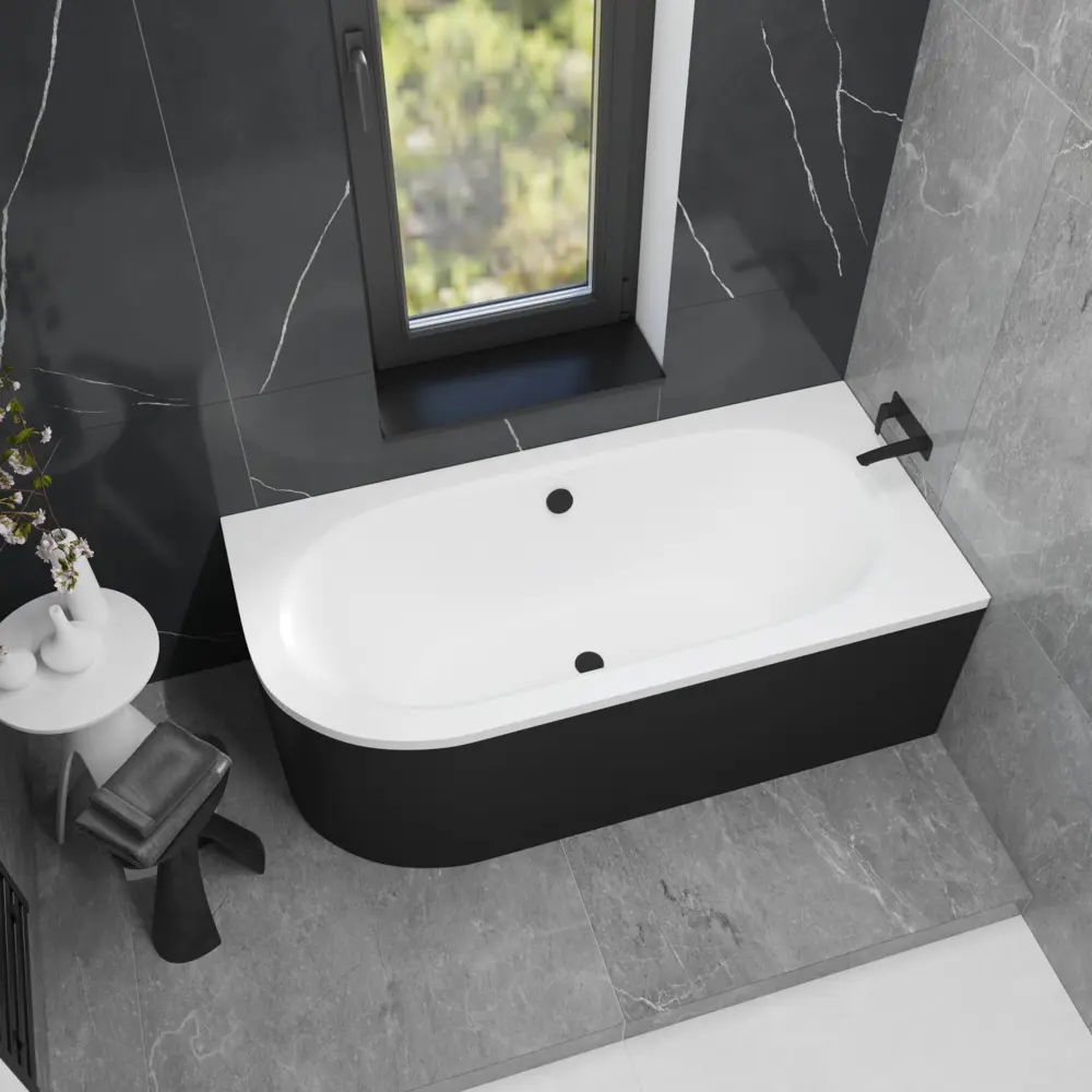Фото Ванна акриловая Helmken Marbella Lux 1RM9664889 160x75 комплект 3 в 1: правосторонняя ванна, ножки, лицевой экран цвет черный Фото Ванна акриловая Helmken Marbella Lux 1RM9664889 160x75 комплект 3 в 1: правосторонняя ванна, ножки, лицевой экран цвет черный