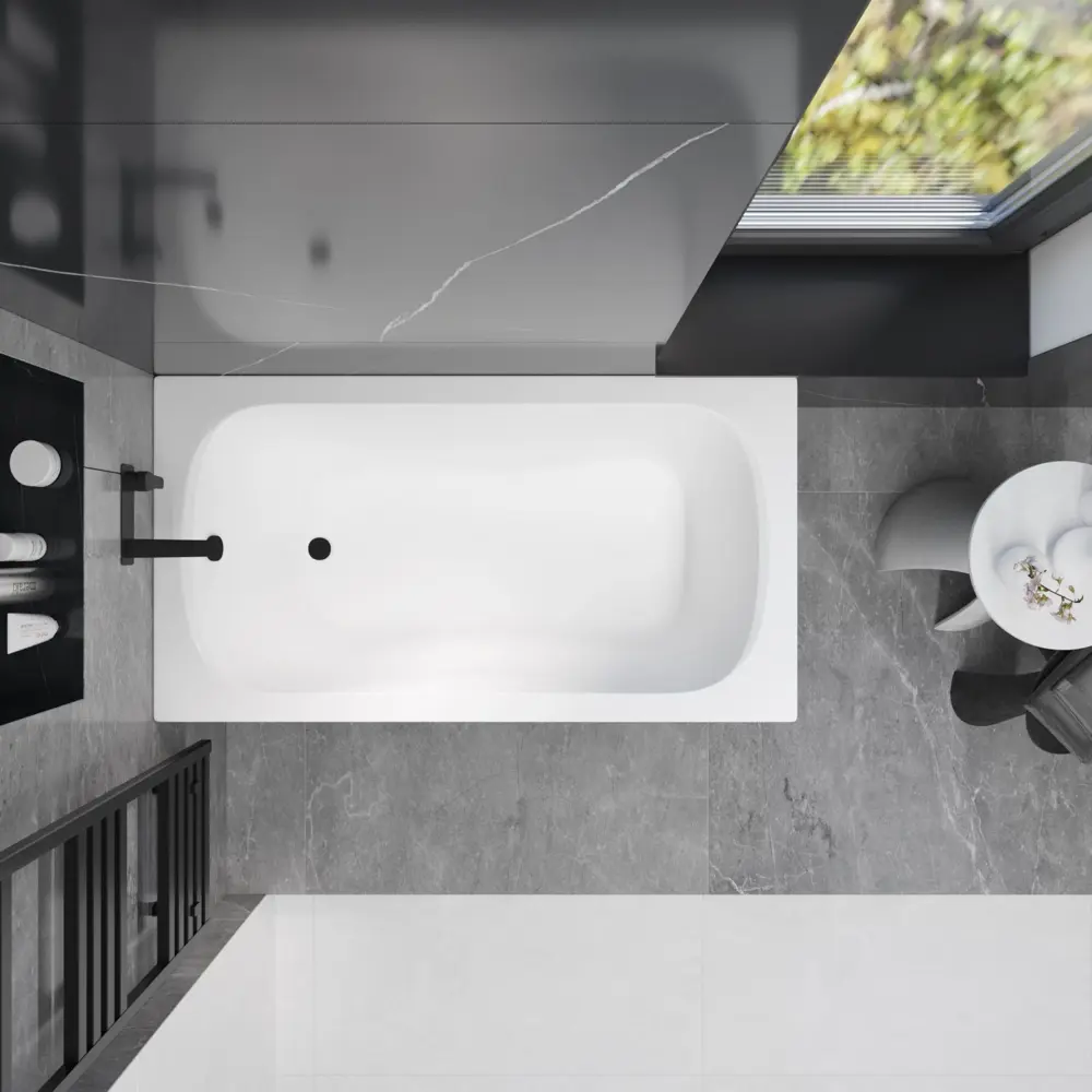 Фото 17 Ванна акриловая Helmken Edelva 67F75352Y0 130x70 комплект 3 в 1: прямоугольная ванна, каркас, подголовник цвет черный