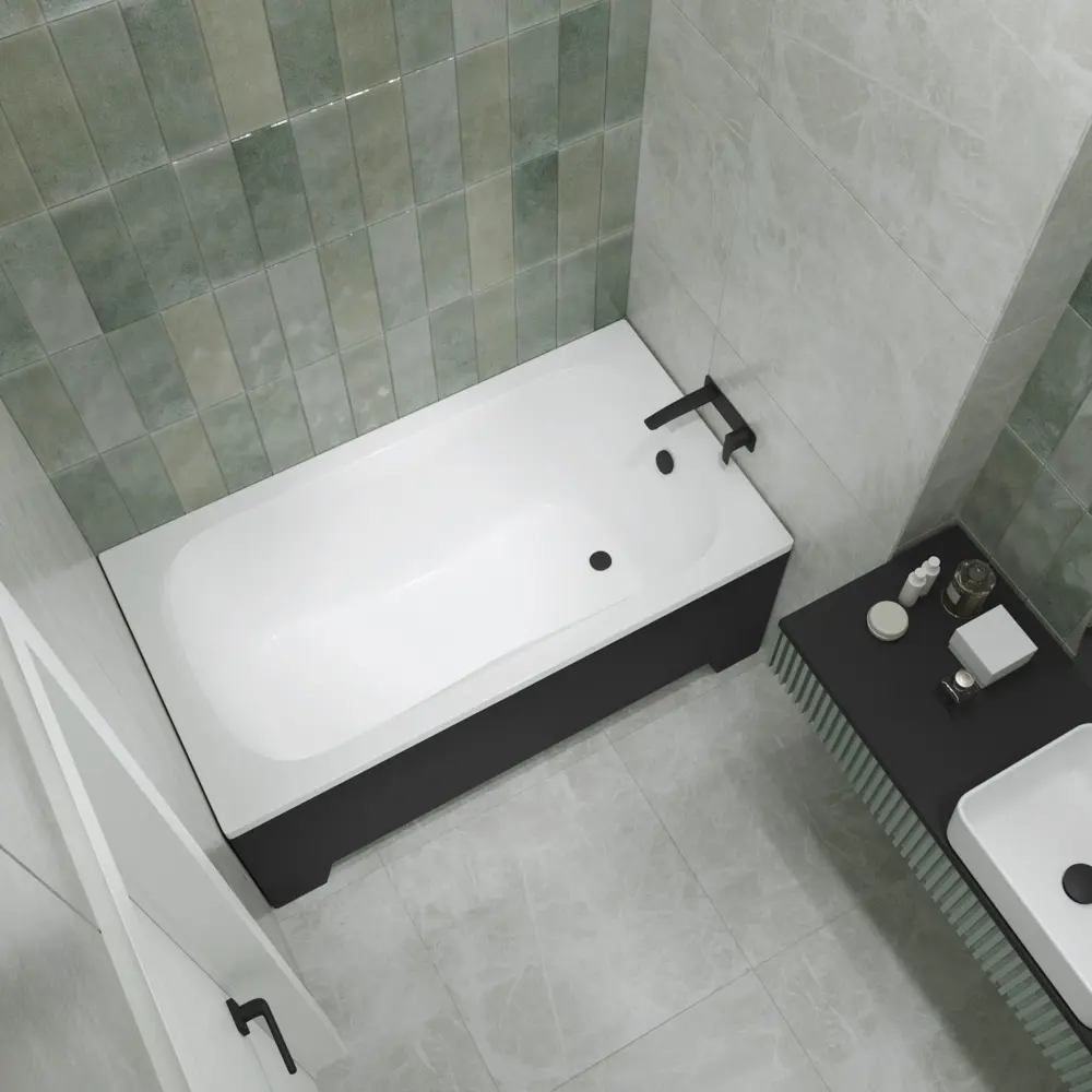 Фото 10 Ванна акриловая Helmken Edelva 67F75352Y0 130x70 комплект 3 в 1: прямоугольная ванна, каркас, подголовник цвет черный