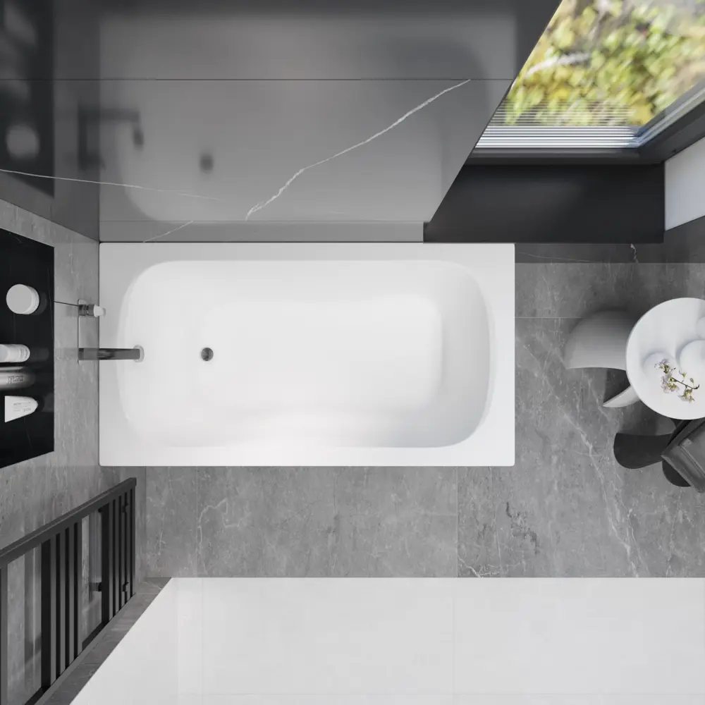 Фото 17 Ванна акриловая Helmken Edelva 715N0539K8 130x70 комплект 2 в 1: прямоугольная ванна, подголовник серого цвета