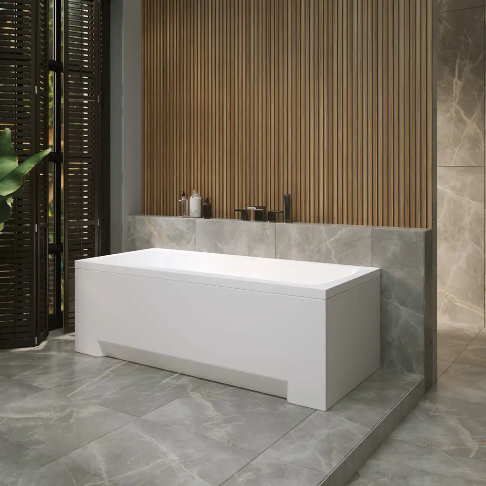 Фото 9 Ванна акриловая Helmken Luna 6029VM1537 140x70 комплект 5 в 1: прямоугольная ванна, ножки, серый подголовник, лицевой и торцевой экраны цвет белый