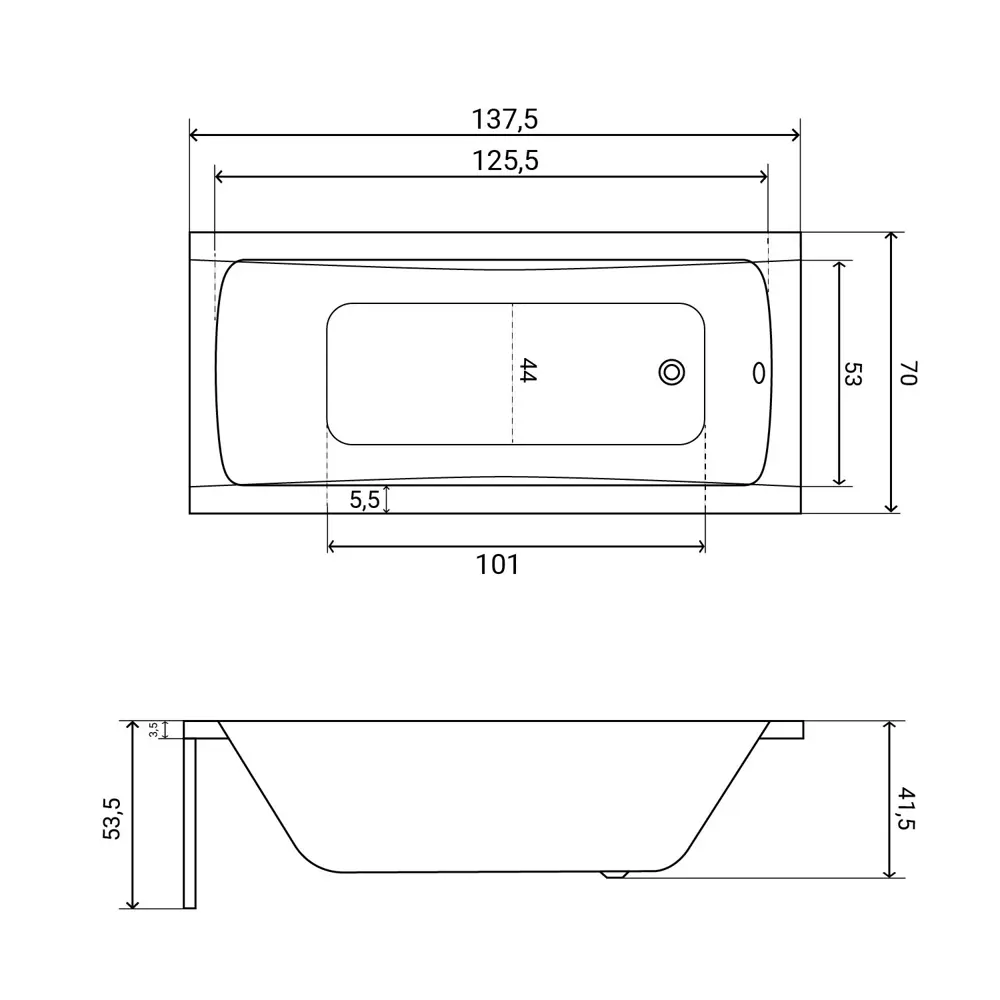 Фото 20 Ванна акриловая Helmken Luna 8792YF1869 140x70 комплект 4 в 1 цвет белый/черный
