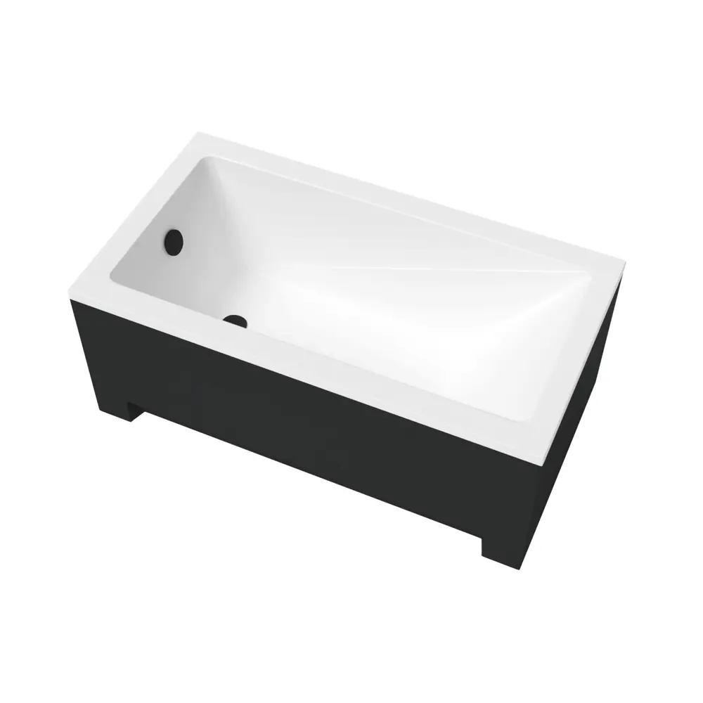 Фото 19 Ванна акриловая Helmken Rivana 65280E35A9 120x70 комплект 4 в 1: прямоугольная ванна, каркас, черный подголовник, лицевой экран цвет черный