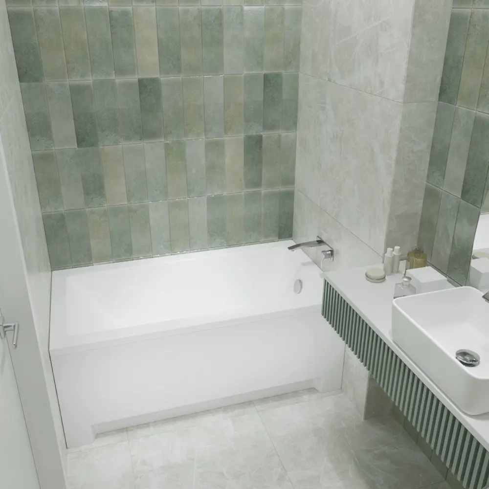 Фото 9 Ванна акриловая Helmken Rivana 3770X23P78 120x70 комплект 5 в 1 цвет белый/черный