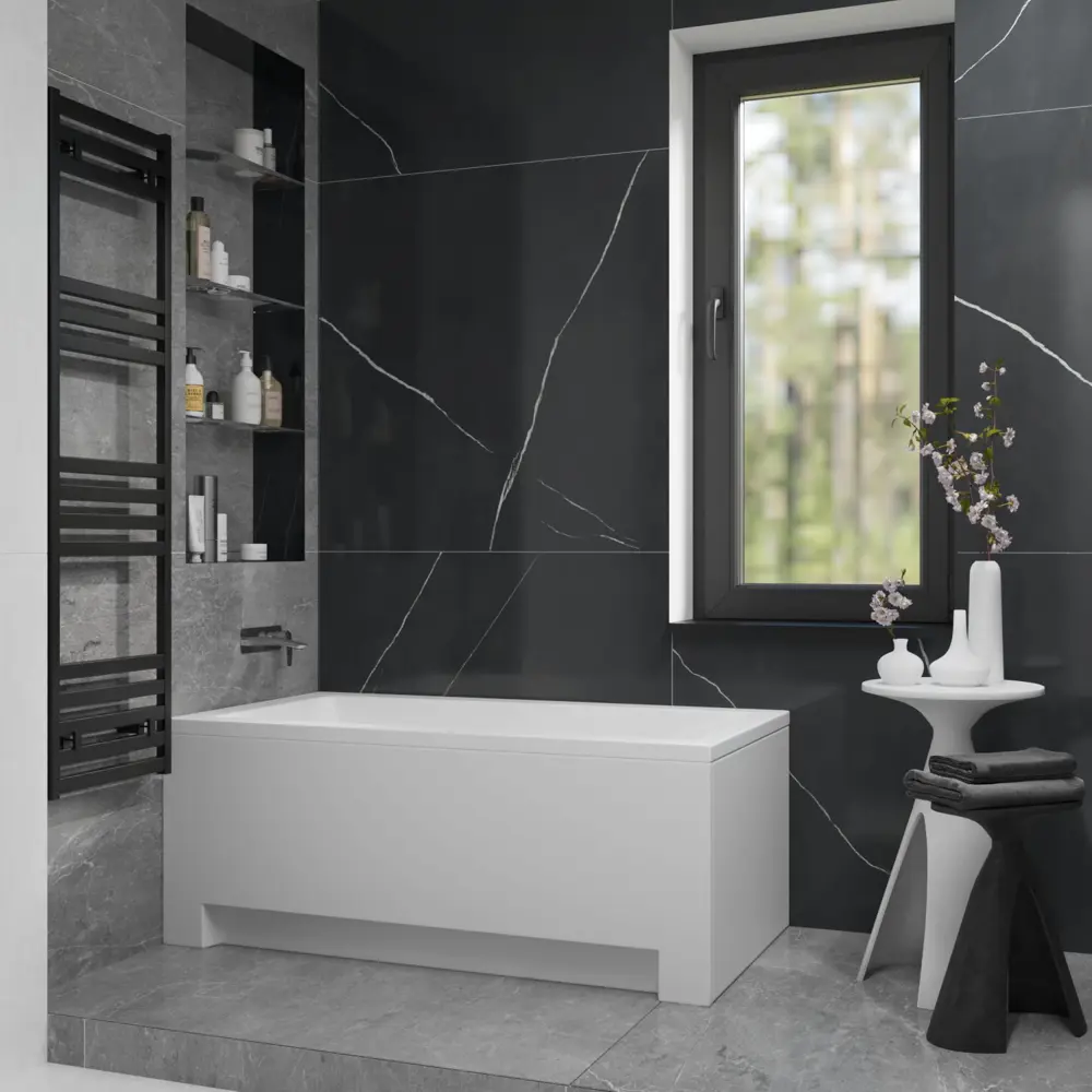 Фото 11 Ванна акриловая Helmken Rivana 3770X23P78 120x70 комплект 5 в 1 цвет белый/черный