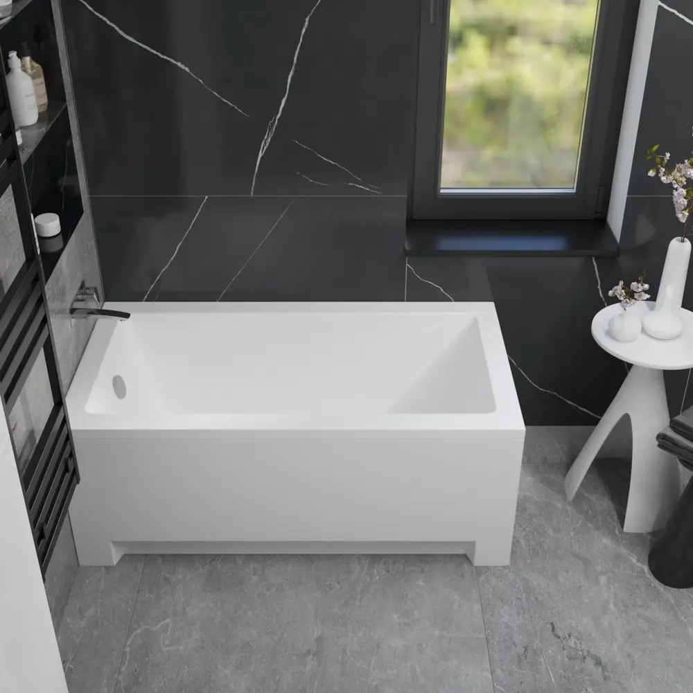 Фото 12 Ванна акриловая Helmken Rivana 3770X23P78 120x70 комплект 5 в 1 цвет белый/черный