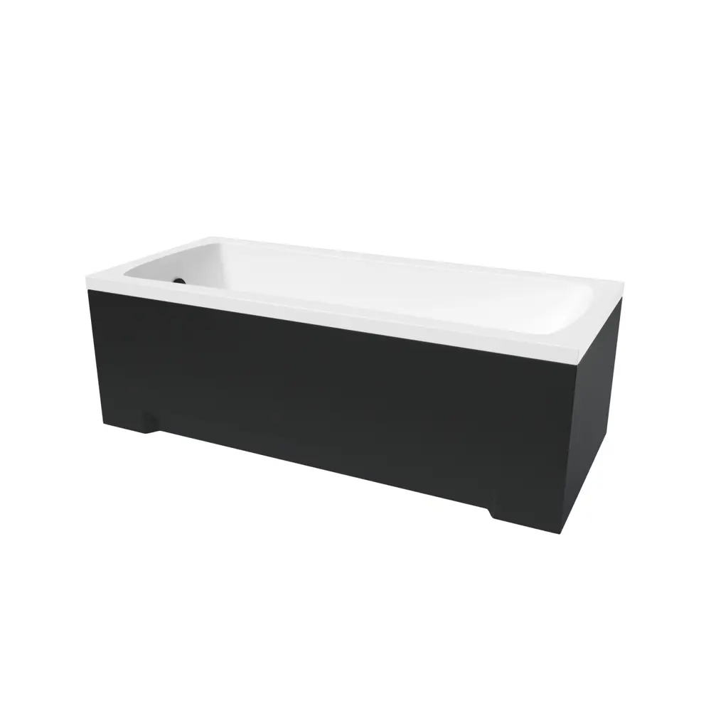 Фото 19 Ванна акриловая Helmken Luna 29021N666B 170x70 комплект 5 в 1: прямоугольная ванна, каркас, черный подголовник, лицевой и торцевой экраны цвет черный