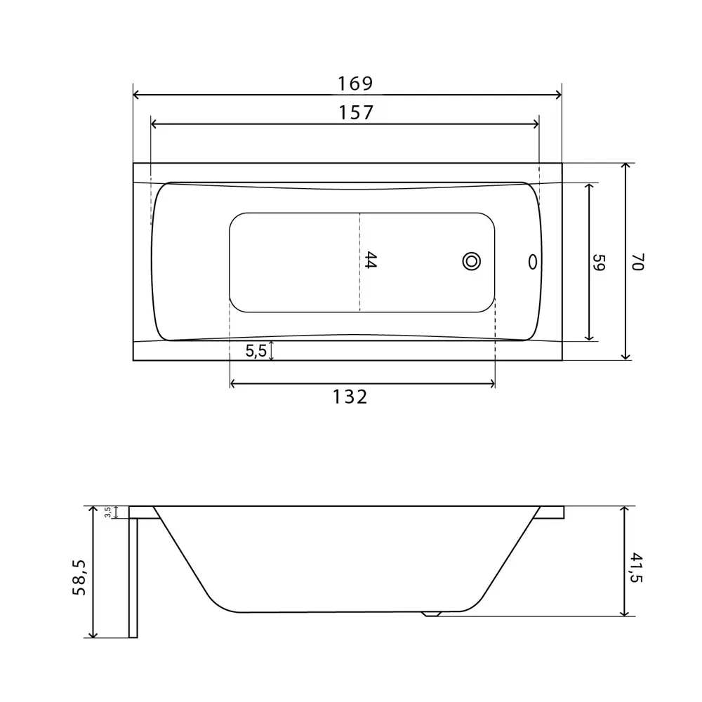 Фото 19 Ванна акриловая Helmken Luna 5P40590A37 170x70 комплект 4 в 1: прямоугольная ванна, каркас, лицевой и торцевой экраны цвет черный