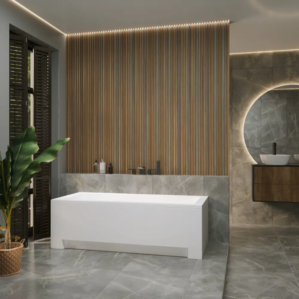 Фото 6 Ванна акриловая Helmken Rivana X85P312560 170 x 70 комплект 3 в 1 цвет белый