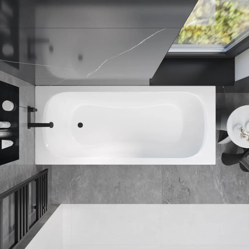 Фото 24 Ванна акриловая Helmken Edelva 37868871RG 170x70 комплект 3 в 1: прямоугольная ванна, ножки, подголовник цвет черный