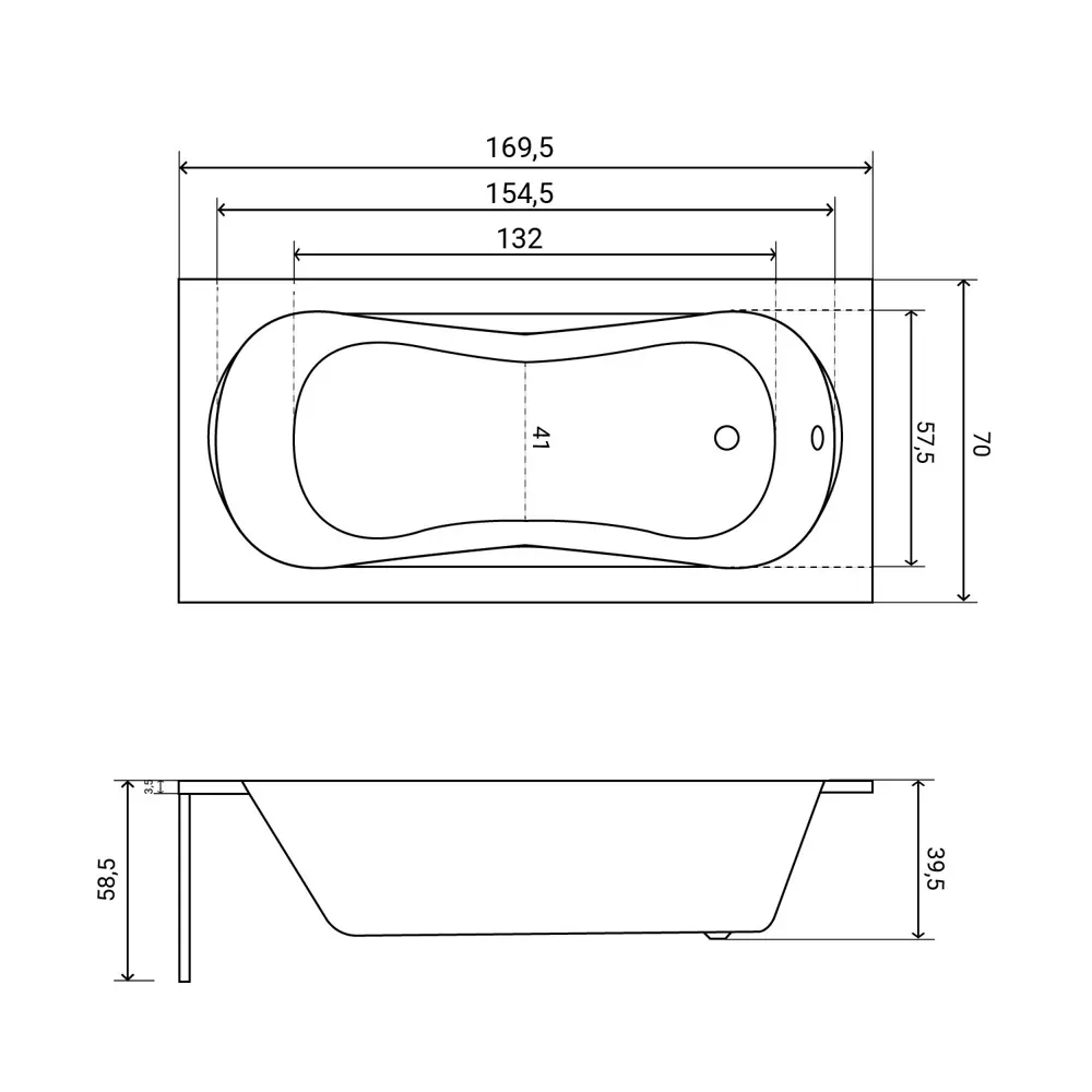 Фото 28 Ванна акриловая Helmken Edelva 37868871RG 170x70 комплект 3 в 1: прямоугольная ванна, ножки, подголовник цвет черный