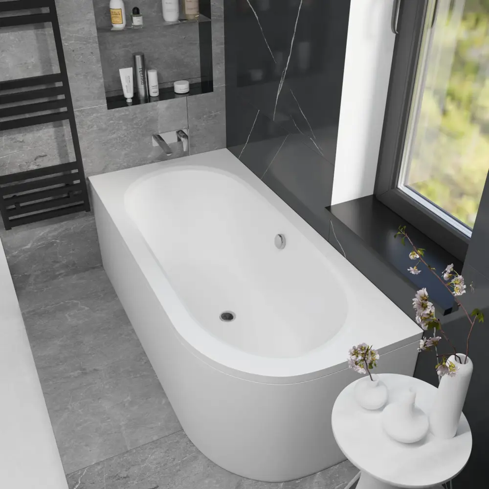 Фото 11 Ванна акриловая Helmken Marbella Lux 58Y3D88974 150x75 комплект 3 в 1: левосторонняя ванна, каркас, лицевой экран цвет белый Фото 11 Ванна акриловая Helmken Marbella Lux 58Y3D88974 150x75 комплект 3 в 1: левосторонняя ванна, каркас, лицевой экран цвет белый