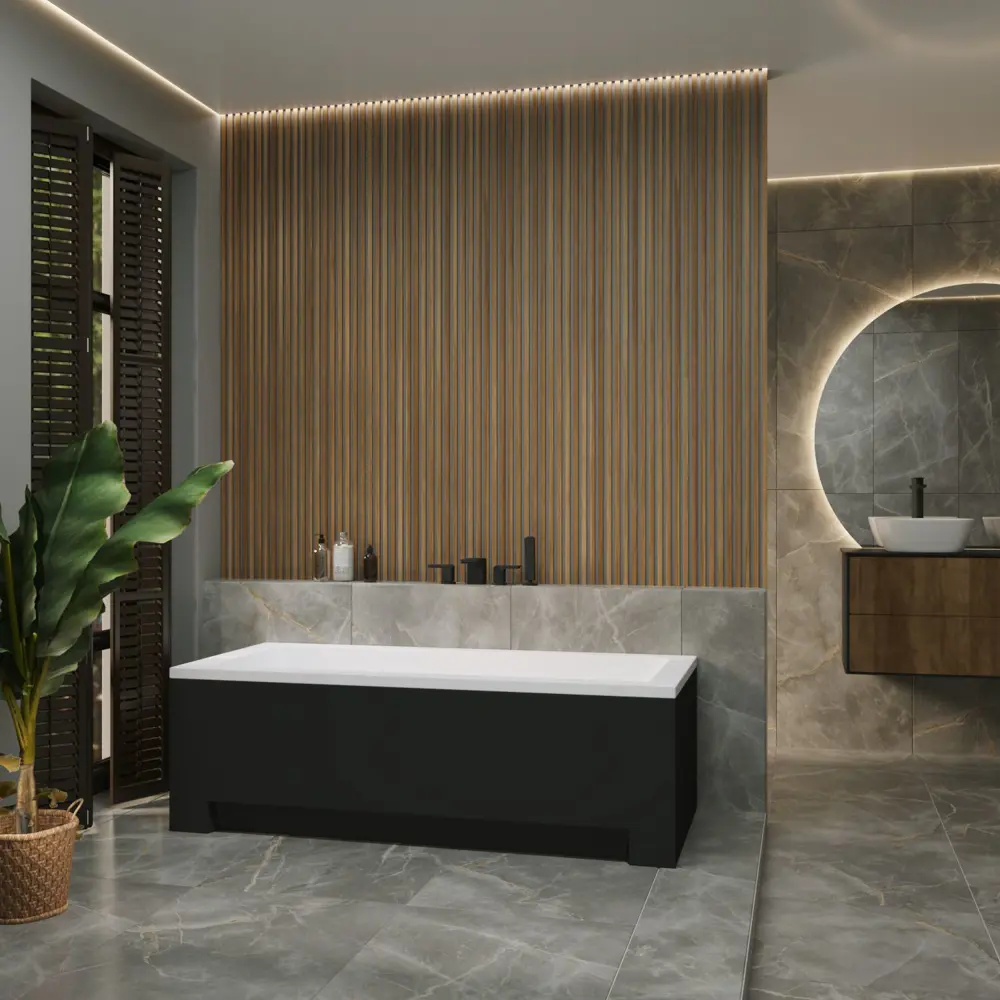 Фото 9 Ванна акриловая Helmken Rivana 275E01268S 170 x 70 комплект 3 в 1 цвет белый/черный