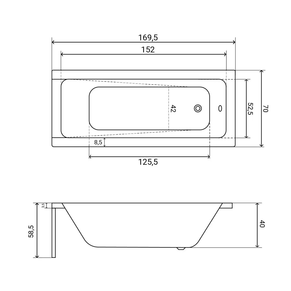 Фото 22 Ванна акриловая Helmken Rivana E866113T58 170 x 70 комплект 5 в 1 цвет белый/серый
