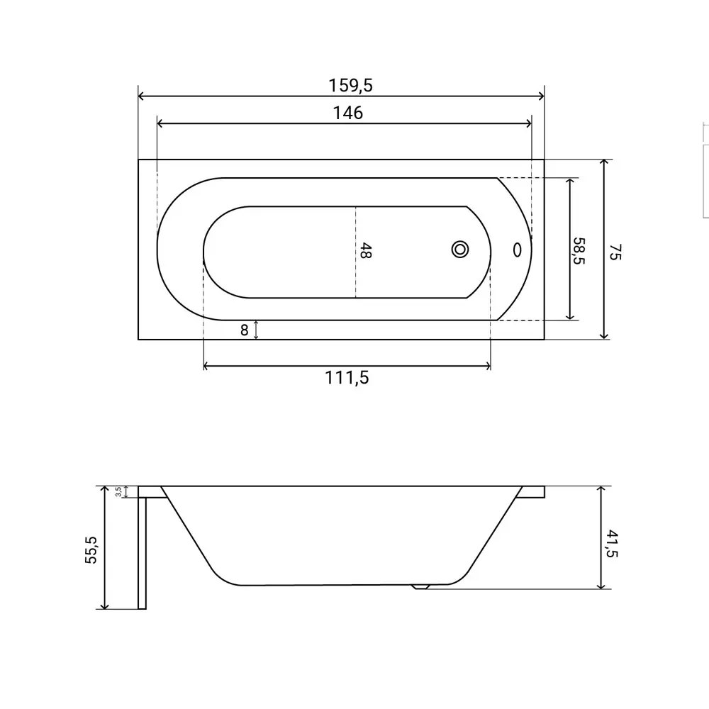 Фото 24 Ванна акриловая Helmken Tressa 27M602244F 160 x 75 комплект 3 в 1 цвет белый/черный