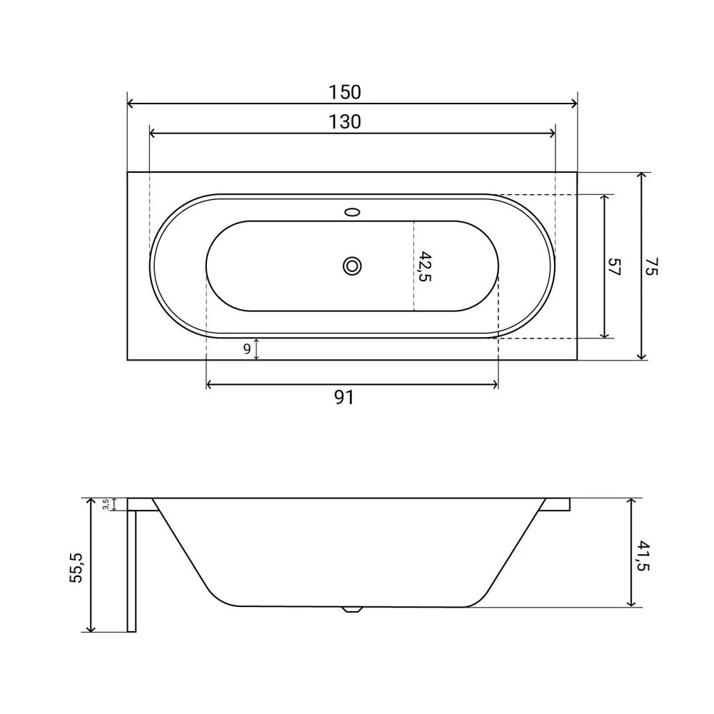 Фото 20 Ванна акриловая Helmken Vienna 356E5632D7 150x75 комплект 4 в 1 цвет белый/черный
