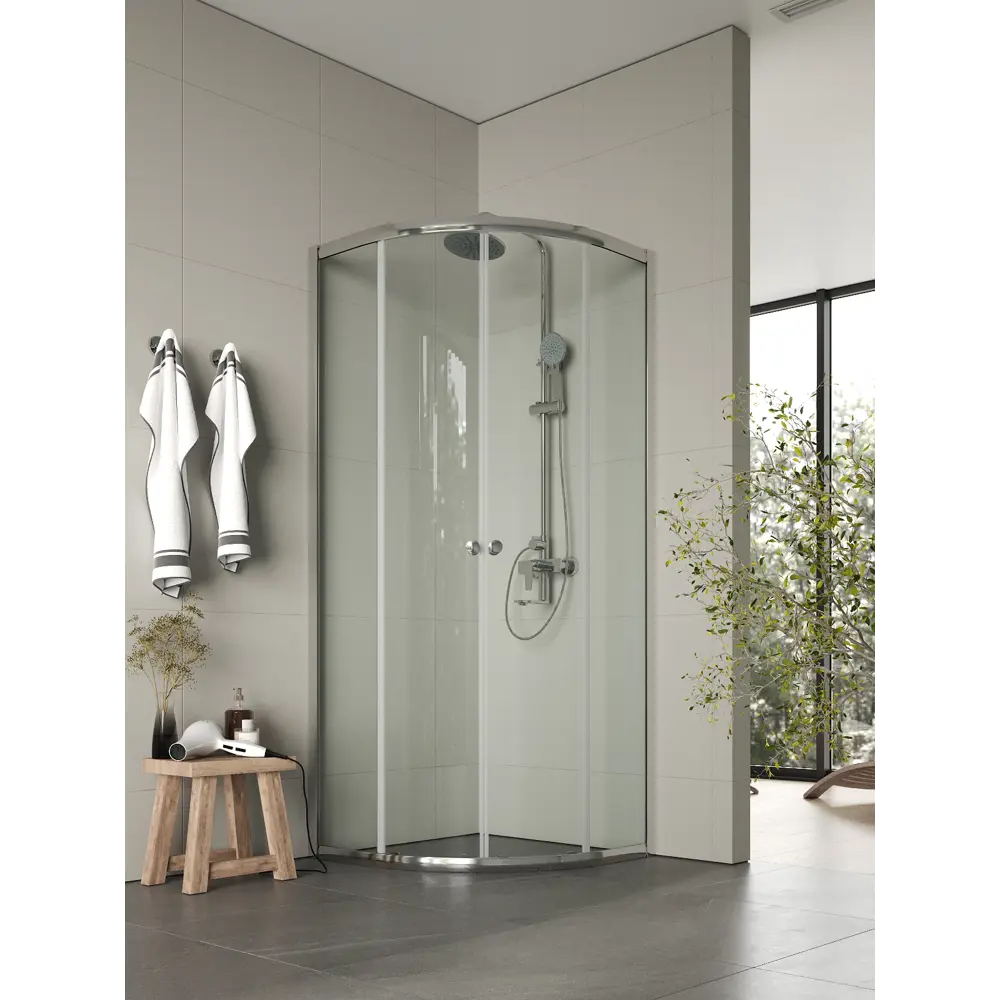 Фото Душевой уголок Topline SC180T-G 1/4 круга 78x78см хромированный профиль эффект стекла прозрачный