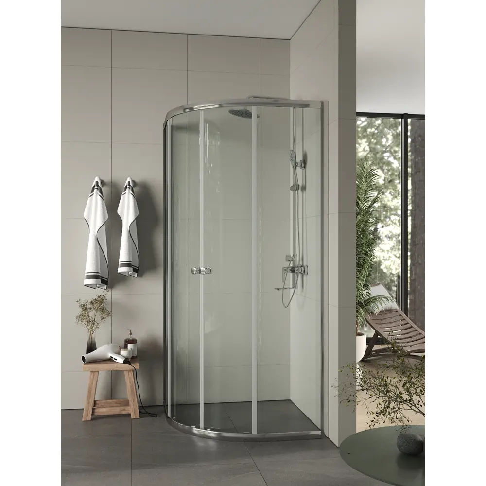 Фото 2 Душевой уголок Topline SC190T-G1/4 круга 88x88см хромированный профиль эффект стекла прозрачный Фото 2 Душевой уголок Topline SC190T-G1/4 круга 88x88см хромированный профиль эффект стекла прозрачный