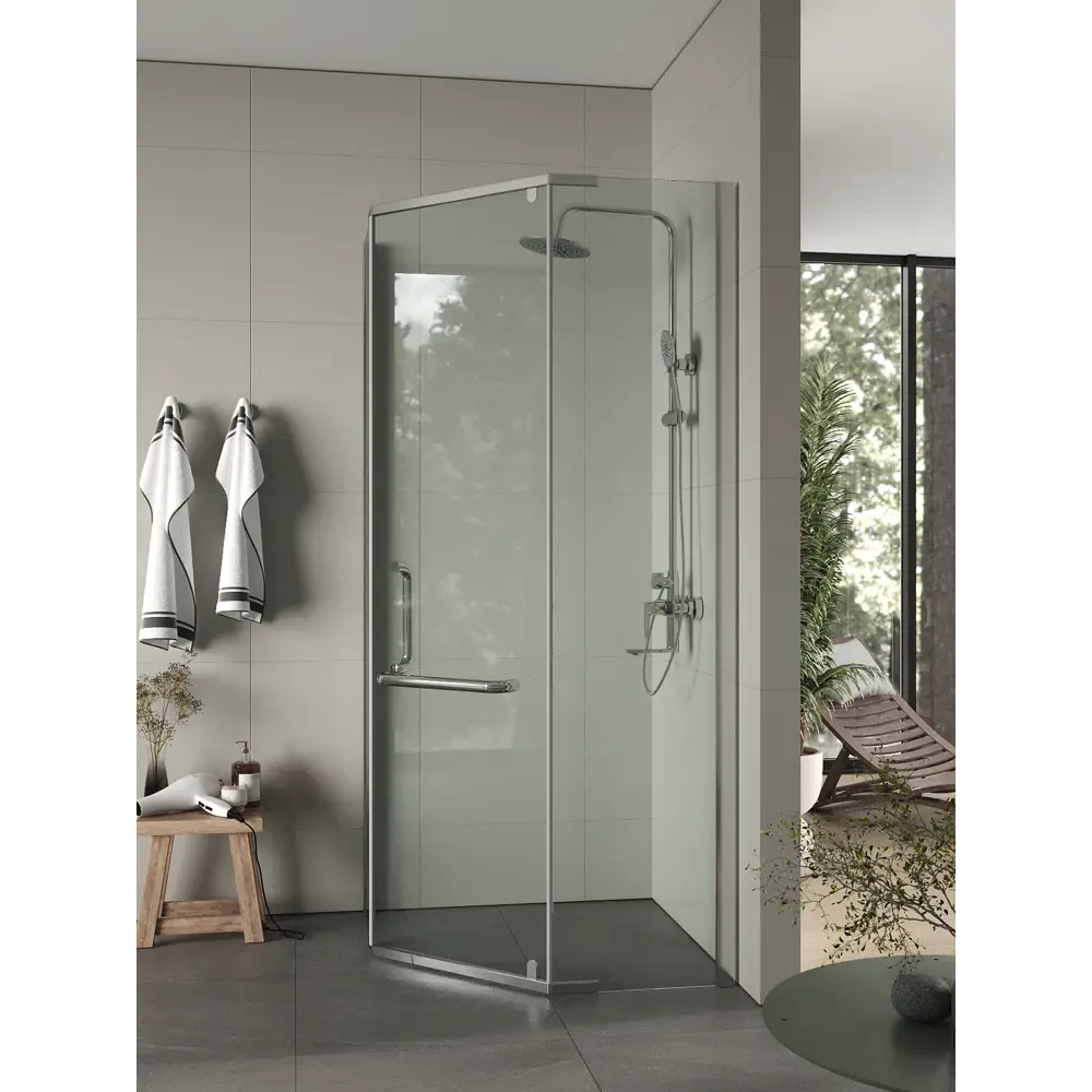 Фото 2 Душевой уголок Topline SC390T-G пятиугольный 86x86см хромированный профиль эффект стекла прозрачный Фото 2 Душевой уголок Topline SC390T-G пятиугольный 86x86см хромированный профиль эффект стекла прозрачный