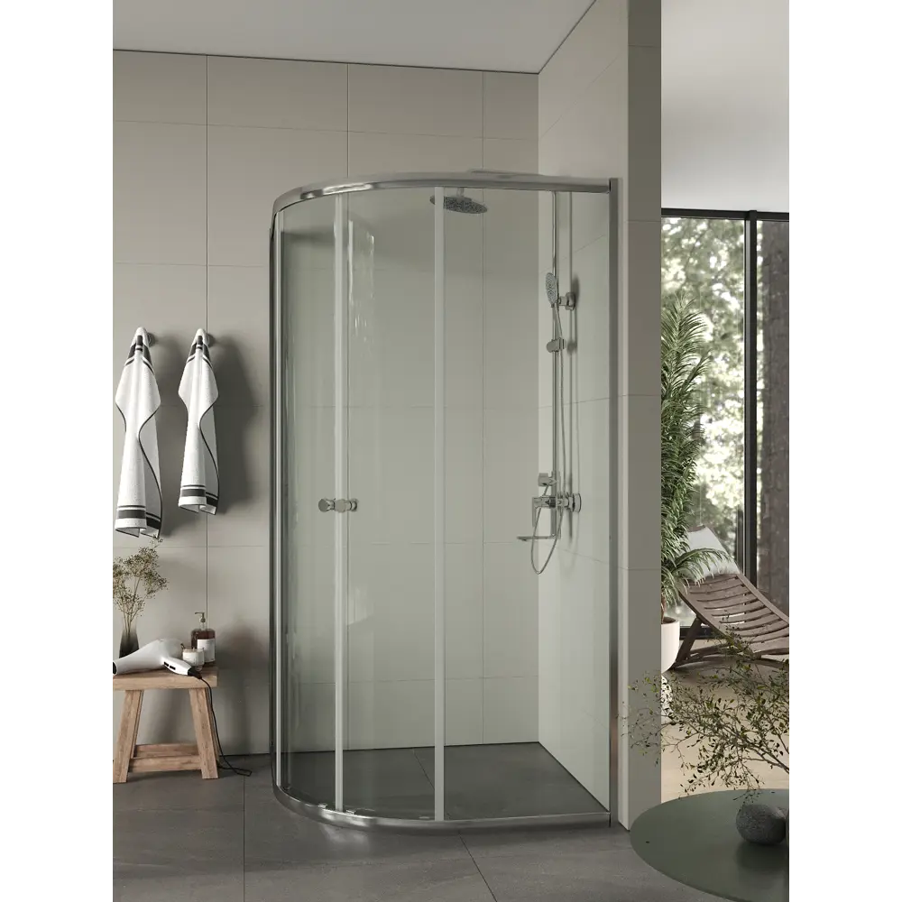 Фото 2 Душевой уголок Topline SC1100T-G 1/4 круга 98x98см хромированный профиль эффект стекла прозрачный Фото 2 Душевой уголок Topline SC1100T-G 1/4 круга 98x98см хромированный профиль эффект стекла прозрачный