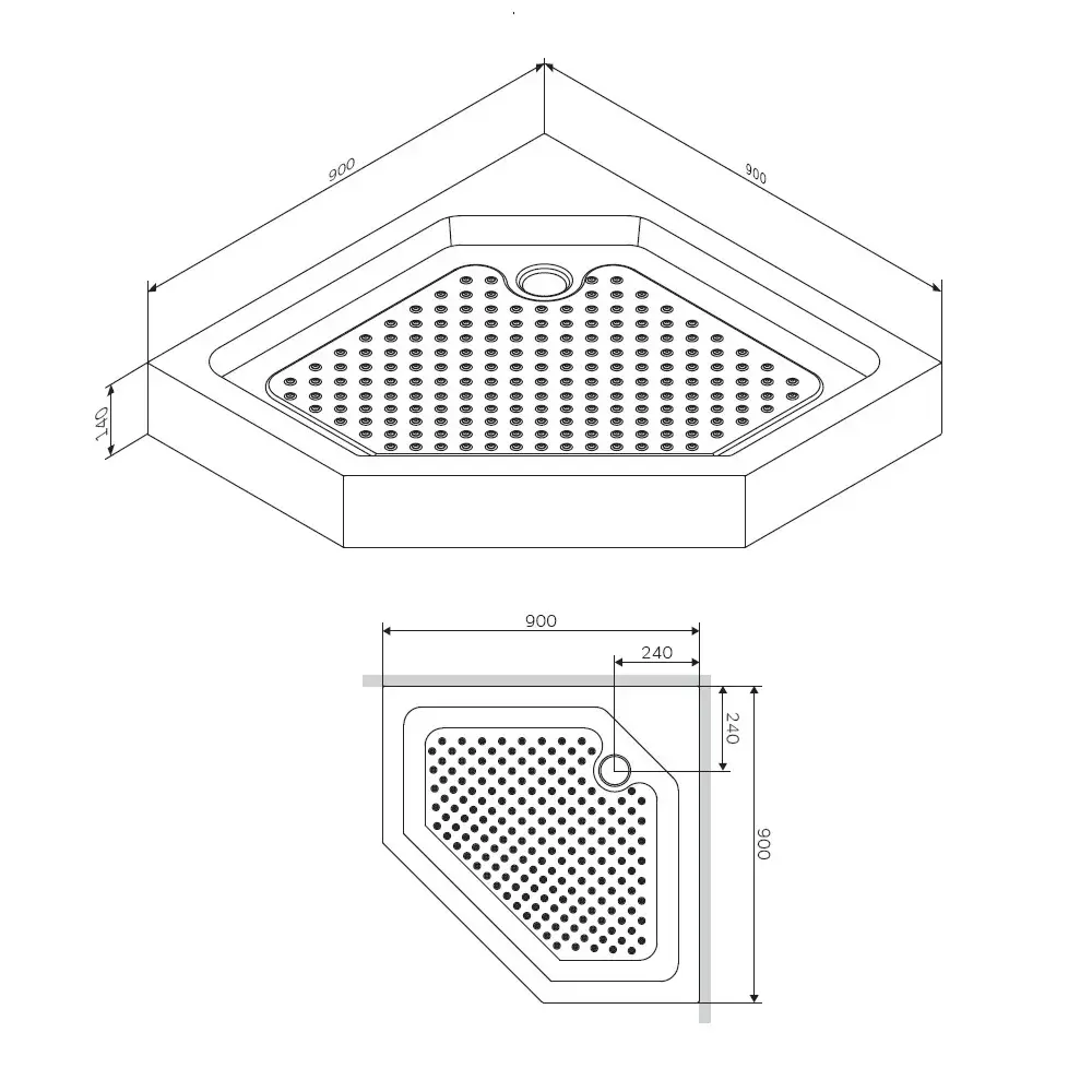 Фото 3 Душевой поддон Damixa DX35WT-405-090MT 90х90 1/4 круга низкий с сифоном, с каркасом цвет белый
