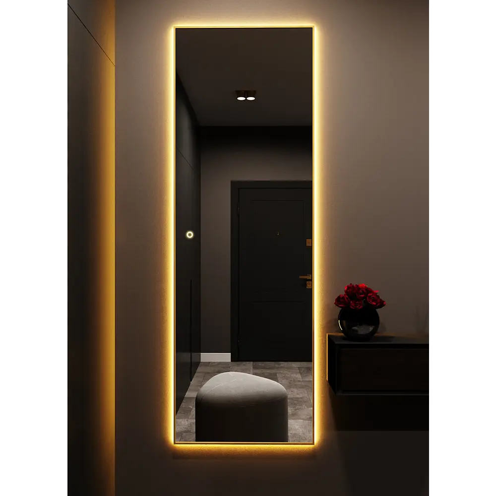 Фото 3 Зеркало с подсветкой настенное One Mirror сенсорное 180x60 см цвет золото Фото 3 Зеркало с подсветкой настенное One Mirror сенсорное 180x60 см цвет золото